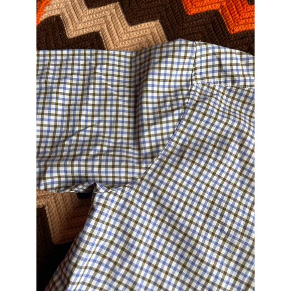 Patagonia Button Down Short Sleeve Shirt Sz SM Blue & Brown Plaid Organic Cotton - Picture 6 of 8